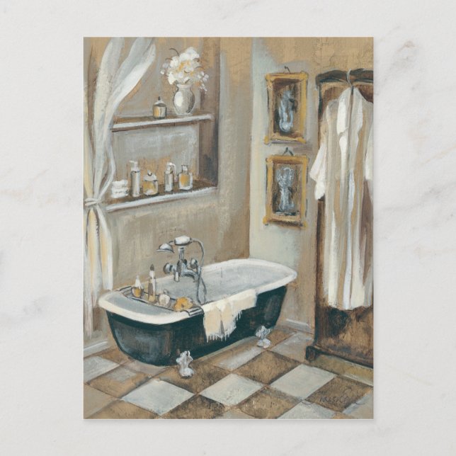 Neutral French Bathroom Postcard (Front)