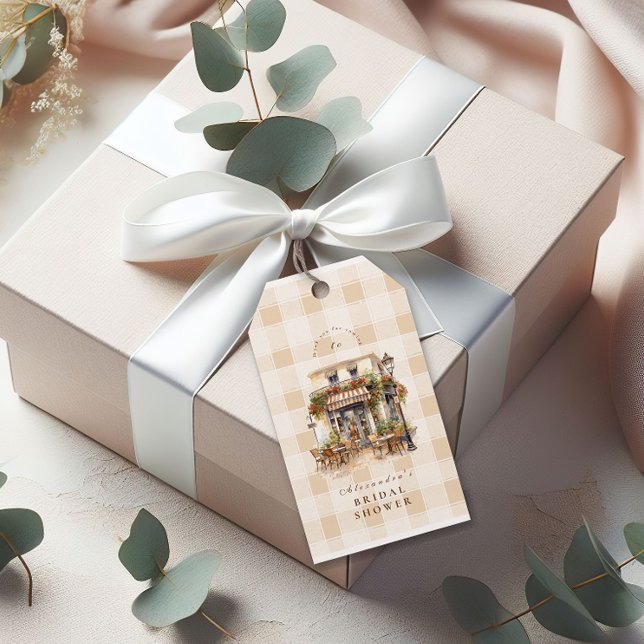 Neutral French Cafe Bridal Shower Gift Tags (Creator Uploaded)