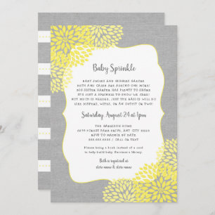 Neutral Gender Baby Sprinkle invite, yellow grey Invitation