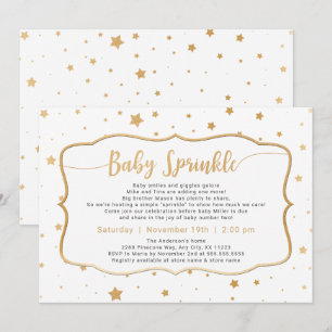 Neutral Gender Baby Sprinkle - white gold stars Invitation