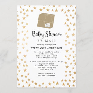 Neutral Gender Gold Star Baby Shower by mail Invitation