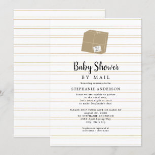 Neutral Gender Gold Stripe Baby Shower by mail Invitation