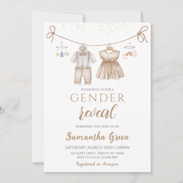 Neutral Gender Reveal Baby Shower Invitation (Front)