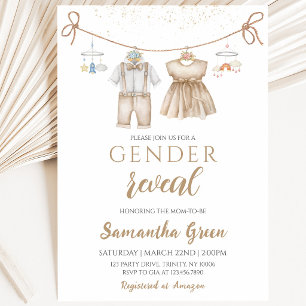 Neutral Gender Reveal Baby Shower Invitation
