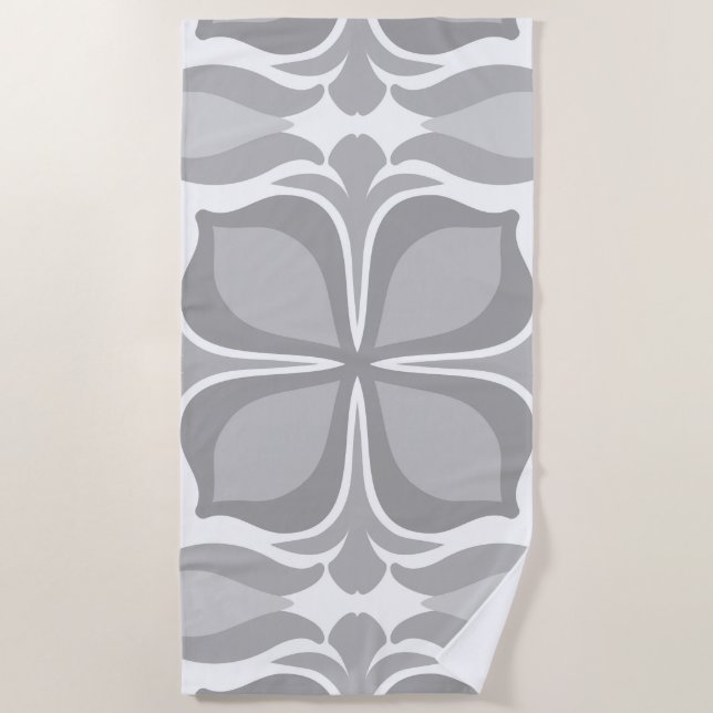 Neutral geolmetrical tiles beach towel (Front)