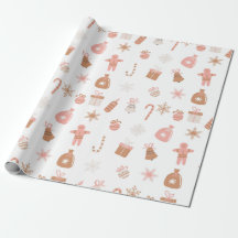 Neutral Gingerbread Christmas Wrapping Paper