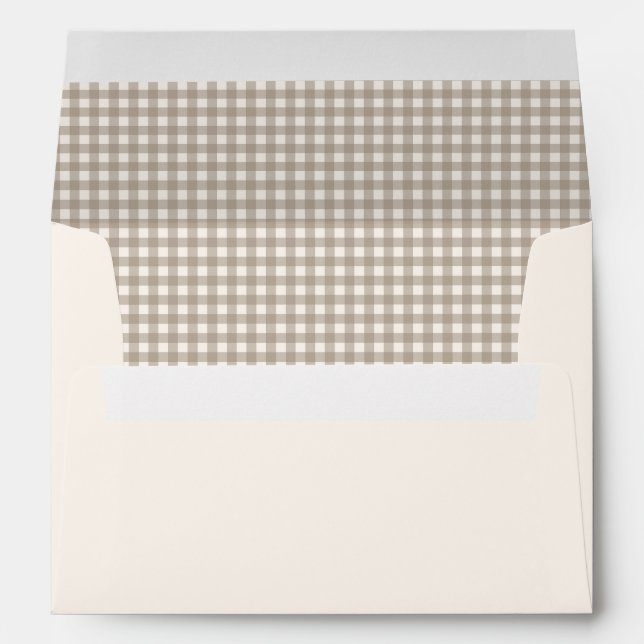 Neutral Gingham Plaid Return Address Envelope (Back (Bottom))