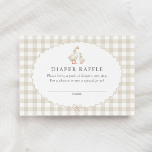 Neutral Gingham Silly Goose Diaper Raffle Ticket Enclosure Card