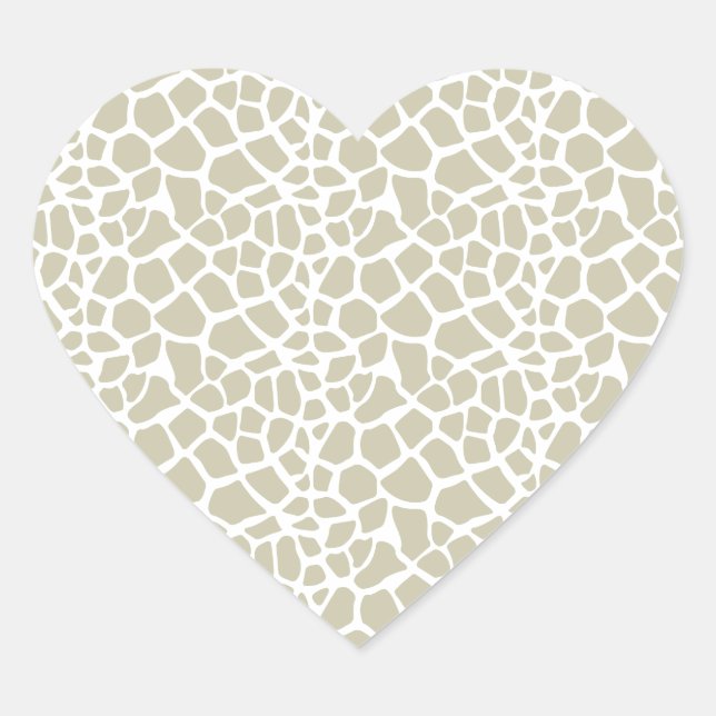 Neutral Giraffe Print Heart Sticker (Front)