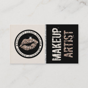 Neutral Glitter Lips Makeup Artist : Business Card