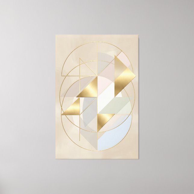 Neutral Gold Accents Abstract Geometric Canvas Print (Front)