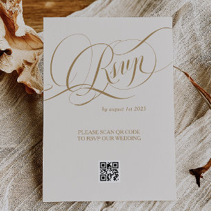 Neutral Gold Elegant Romantic Wedding RSVP Card