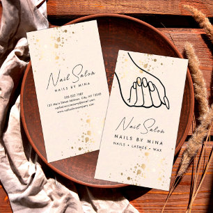 Neutral Gold Specks Hand Nail Salon Business Card