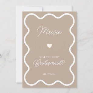 Neutral gold will you be my bridesmaid proposal invitation