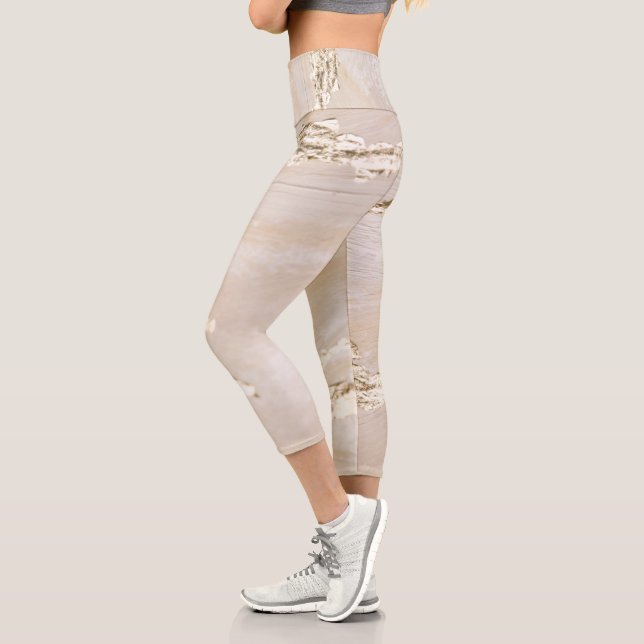 Neutral Golden Background Capri Leggings (Left)