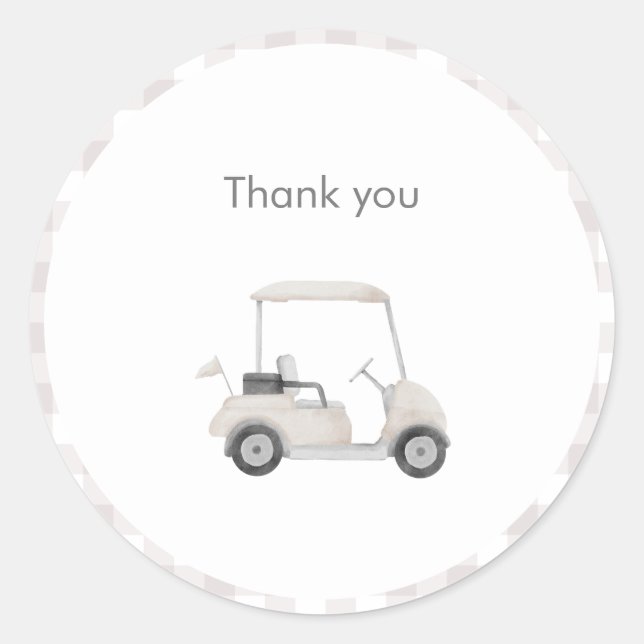 Neutral golf baby shower  classic round sticker (Front)