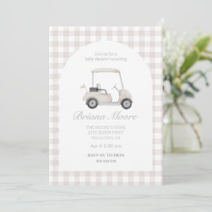 Neutral Golf cart baby shower Invitation