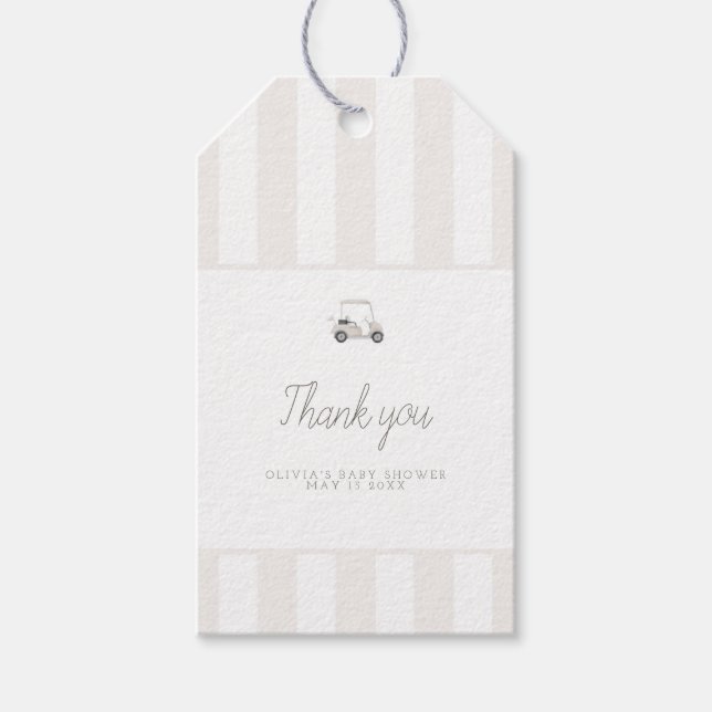 Neutral golf cart rectangle favour tag (Front)