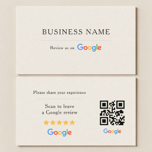 Neutral Google Review QR Code Ivory Business Card