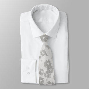 Neutral Gray Abstract Floral Tie Modern Flowers