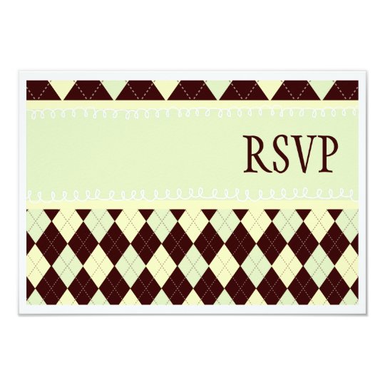 Neutral Green Argyle Baby on the Way RSVP Cards