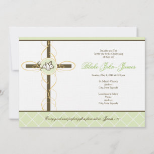 Neutral Green Christening/Baptism Invitation
