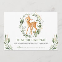 Neutral Greenery Gold Woodland Deer Diaper Raffle