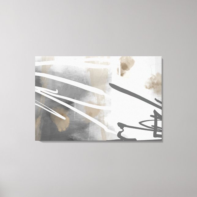 Neutral Greige Minimalist Nordic Abstract Canvas Print (Front)