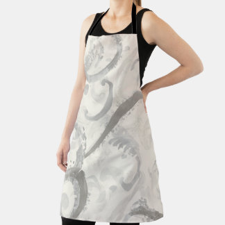 Neutral Grey and White Abstract Apron