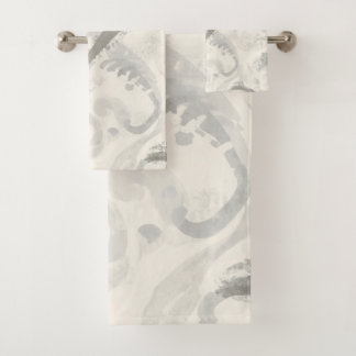Neutral Grey and White Abstract Bath Towel Set