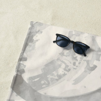 Neutral Grey and White Abstract Beach Towel