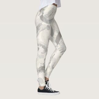 Neutral Grey and White Abstract Leggings
