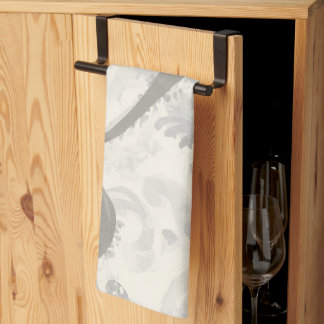 Neutral Grey and White Abstract Tea Towel