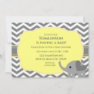 Neutral Grey and Yellow Baby Shower Invitation