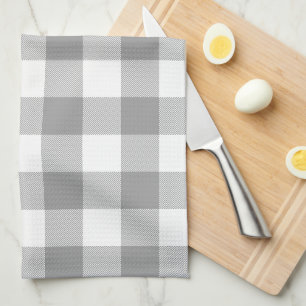 Neutral Grey Buffalo Check Plaid Rustic Farmhouse Tea Towel