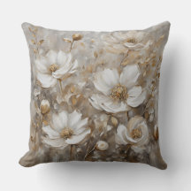 Neutral Grey Gold Floral Home Decor