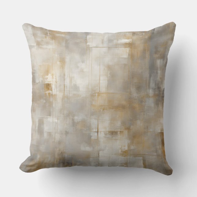 Neutral Grey Gold Plaid Cushion (Front)