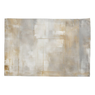 Neutral Grey Gold Plaid Pillowcase