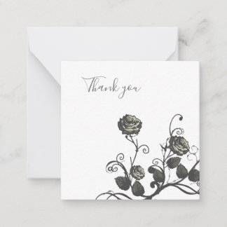 Neutral Grey rose Thank you Card