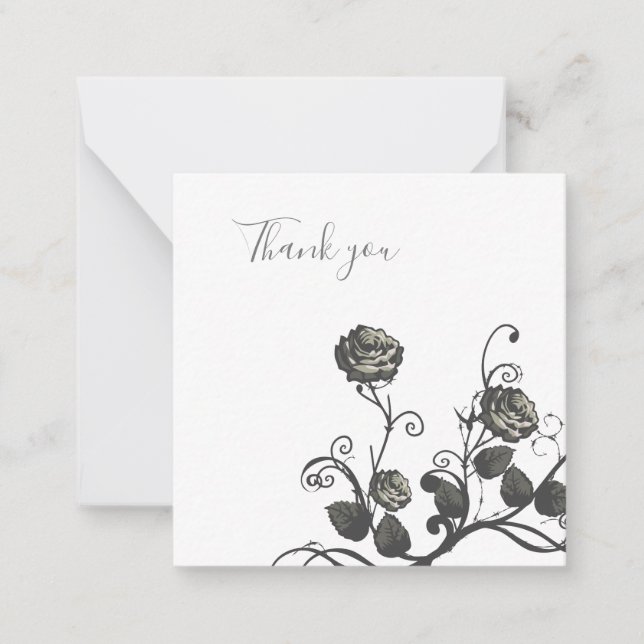 Neutral Grey rose Thank you  Card (Front)