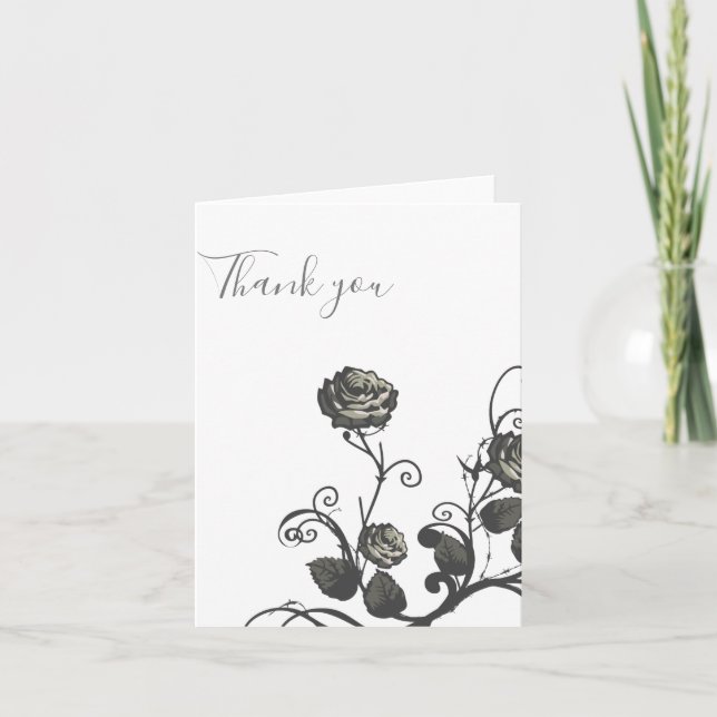 Neutral Grey rose Thank you  Card (Front)
