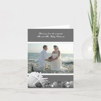 Neutral Grey Seashells Photo Thank You Card