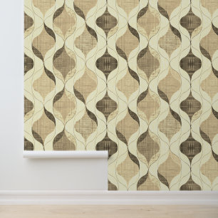Neutral Grey Tan Modern Wavy Luxury Wallpaper