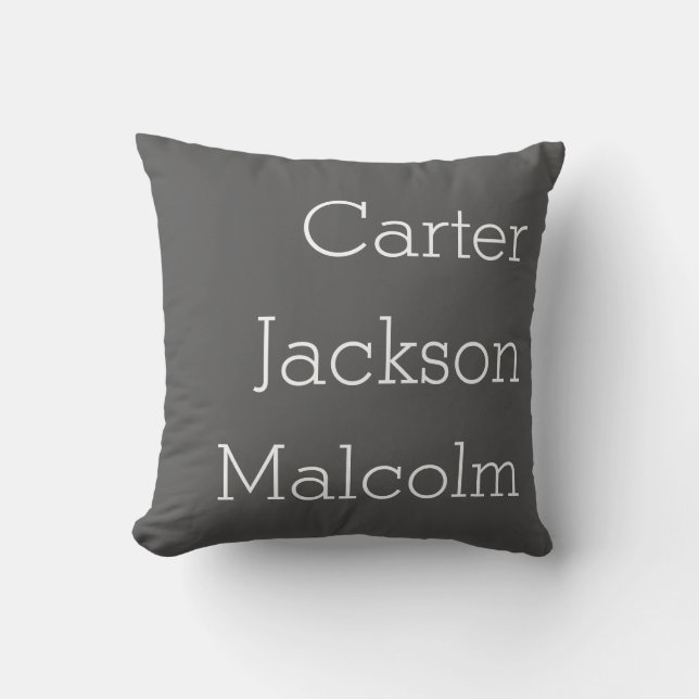 Neutral Grey Three Kids Names Personalised Family Cushion (Front)