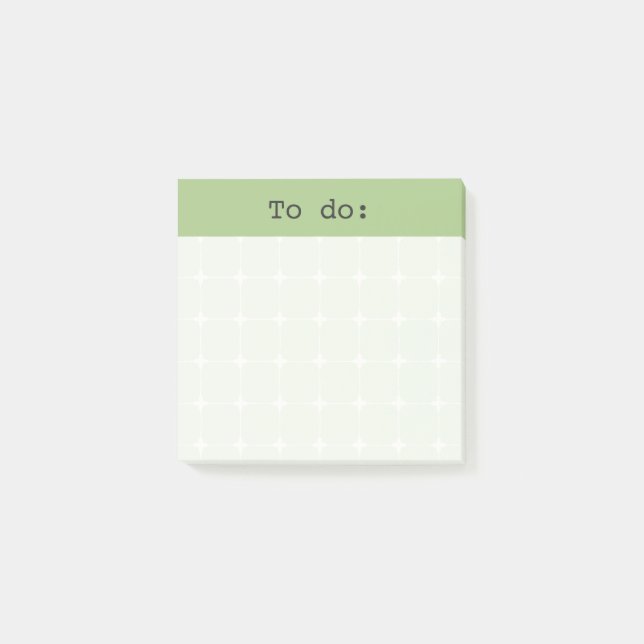 Neutral Grid Bullet Journal Style To Do Sage Green Post-it Notes (Front)