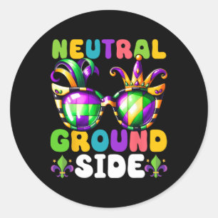 Neutral Ground Side Mardi Gras Parade Costume 2025 Classic Round Sticker
