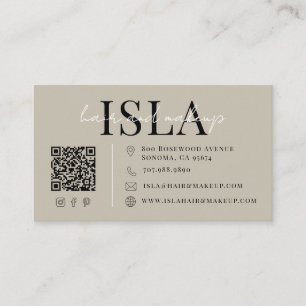 Neutral Hair And Makeup Business Card