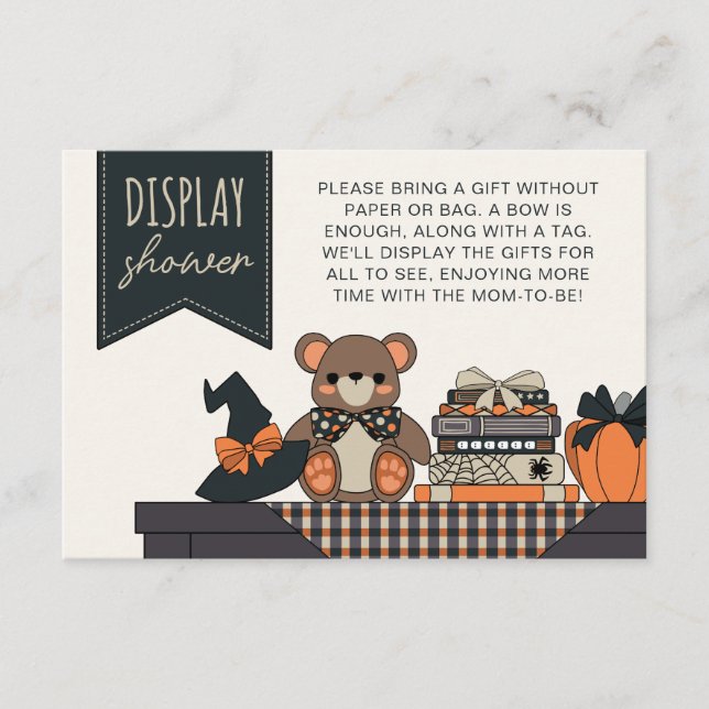 Neutral Halloween Baby Shower Display Shower Enclosure Card (Front)