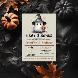 Neutral Halloween Baby Shower Invitation