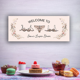 Neutral Handrawn Floral Lingerie Shower Banner